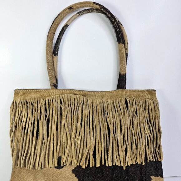 Cow Fur Handbag With Leather Tassles Feels Like A Real Cow. Hair On hide Cattle - Picture 2 of 16